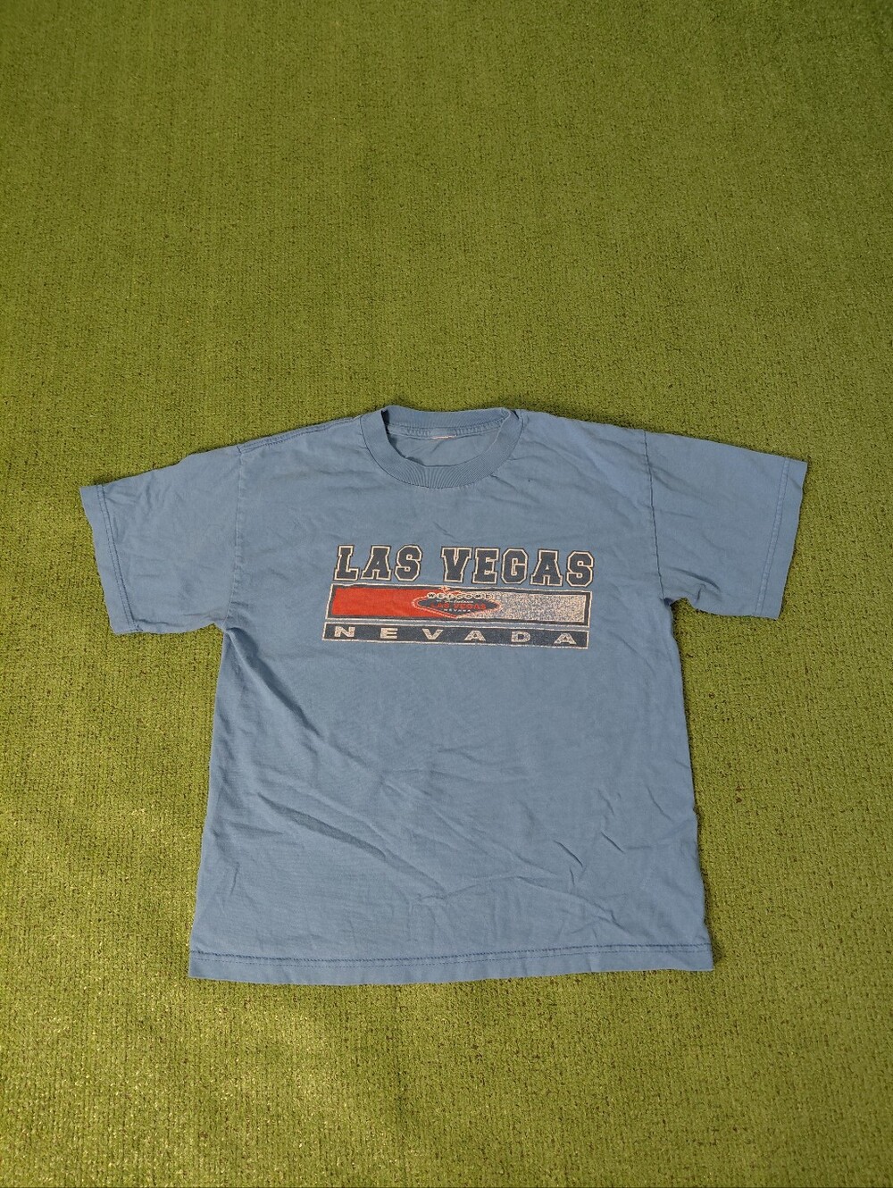 VINTAGE 2005 Womens Las Vegas Nevada Travel Tourist Souviner Y2K Blue T Shirt Sz